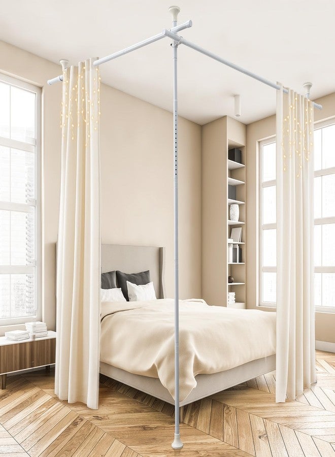 EUIJOIP Heavy Duty 1" No-Drill Room Divider Rod - Rustproof Adjustable Tension Pole 4-10ft (H) 28-114inch(W) for Privacy Curtains & Temporary Walls, White - Image 1